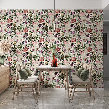 Galerie Wallcoverings Product Code 47461 - Flora Wallpaper Collection - Beige, Rose, Green Colours -  