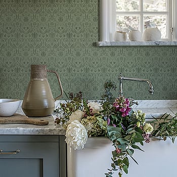 Galerie Wallcoverings Product Code 51020 - Blomstermala Wallpaper Collection - Green Colours -  