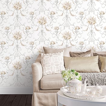 Galerie Wallcoverings Product Code CI38229 - Classic Silks 4 Wallpaper Collection - Yellow Lt.Pink Grey Colours -  