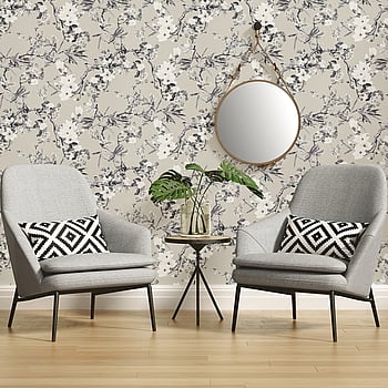 Galerie Wallcoverings Product Code ES31102 - Escape Wallpaper Collection - White, Beige, Grey, Black Colours -  