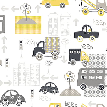 Galerie Wallcoverings Product Code G56011 - Just 4 Kids Wallpaper Collection - Yellow Grey Black White Colours -  