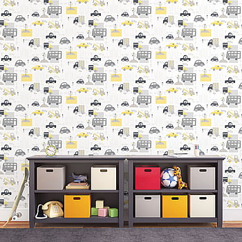 Galerie Wallcoverings Product Code G56011 - Just 4 Kids Wallpaper Collection - Yellow Grey Black White Colours -  